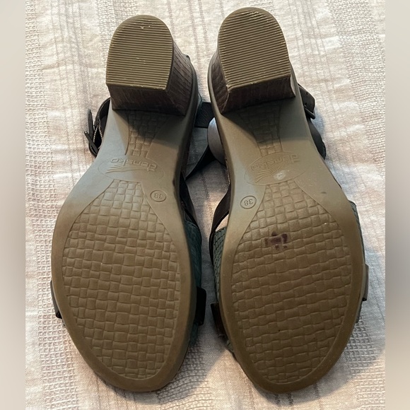 Dansko Nubuck Leather Dominique Sandal Heel Buckle Teal Brown Sz 38 (7.5) - Picture 14 of 14